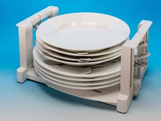 Camping plate holder, for 8 plates, with damping inserts