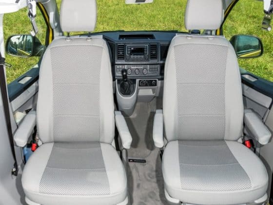 Second Skin Slipcover VW T6 California Beach cab seats, Design: "Pilion / Moonrock"