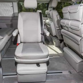 Second Skin VW T6 California Beach Swivel seat in 2nd row, Design: "Pilion / Moonrock"