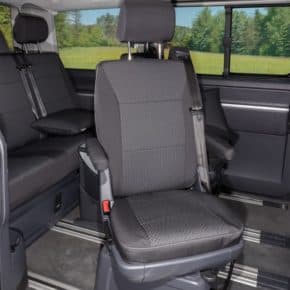 Second Skin Slipcover VW T6 / T5 Multivan for 1 swivel seat in 2nd row, design "Kutamo / Titanium Black"