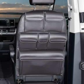 Utility for backrest of the driver / passenger seat of the VW T6 / T5 California and Multivan, design "leather titanium black"