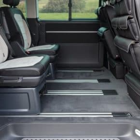 Velor carpet for passenger compartment VW T6 / T5 Multivan with 1 sliding door right, Beach from 2011 and Startline from 2010, "Titanium Black"