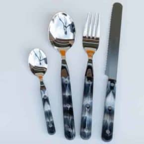 Coffee Spoon Stainless Steel Cutlery 18/10 "Marble Gray", Spoon Stainless Steel Cutlery 18/10 "Marble Gray", Fork Stainless Steel Cutlery 18/10 "Marble Gray", Knife Stainless Steel Cutlery 18/10 "Marble Gray"
