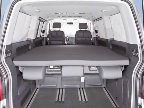 iXTEND folding bed VW T6 / T5 Multivan and California Beach, Design: "Titanium Black"