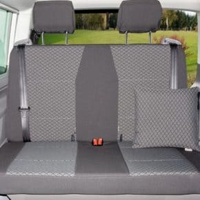Second Skin protective cover for the bench with 2 seats / bed in the VW T6.1 / T6 Beach in the "Quadratic" design