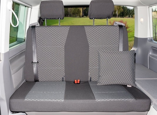 Second Skin protective cover for the bench with 2 seats / bed in the VW T6.1 / T6 Beach in the "Quadratic" design