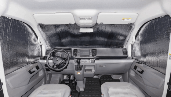 ISOLITE Outdoor PLUS insulation for VW T6.1 for the windshield outside and the cab side windows inside