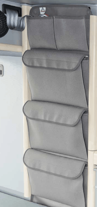 UTILITY Taschen zur Anbringung am mittleren Kleiderschrank im VW T4 California Coach im Design: „Palladium“