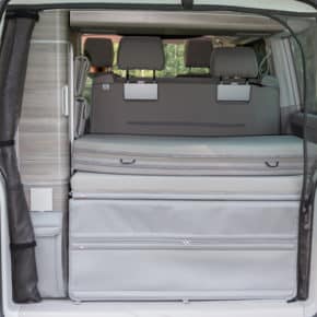 Brandrup iXTEND Allround folding bed for VW T6.1 / T6 / T5 California (without Beach) folded in the design: "Palladium" item number 100709025