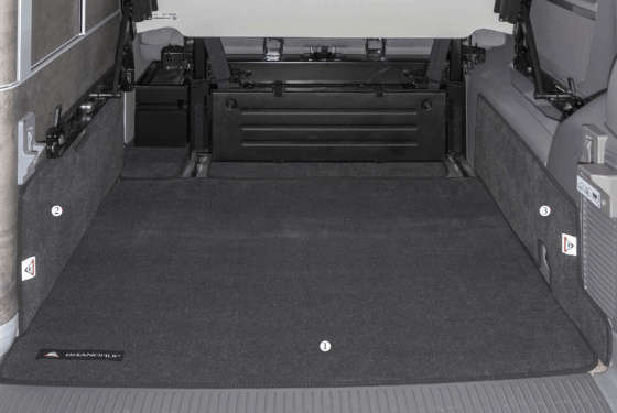 Velor carpet for the cargo space of the VW T6 / T5 California (without beach) in the design "titanium black"