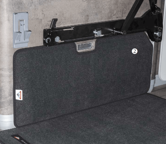 Brandrup protective mat - velor carpet for the cargo space on the left of the VW T6 / T5 California (without beach) in the design "titanium black"