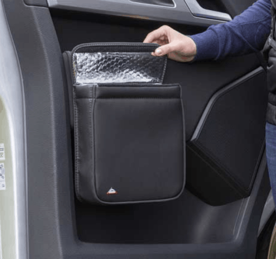 Multibox for the right door in the VW T6 cab, ideal as an insulating bag or waste bin in the design "leather titanium black"