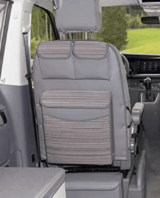 Utility bags with Multibox Maxi for the left cab seat of the VW T6.1 / T6 / T5 California Beach in the design "Mixed Dots"