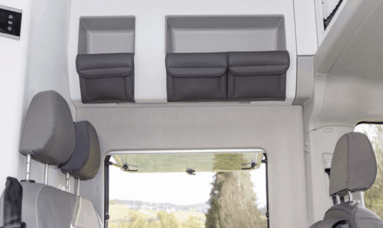 Utilities 2 pockets for the storage cabinet on the right above the seating area in the VW Grand California 680