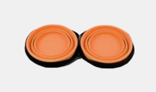 Disc-O-Bed Dog-Bowl - Foldable food bowl, set of 2 - two foldable silicone bowls, space-saving and perfect for all camping adventures