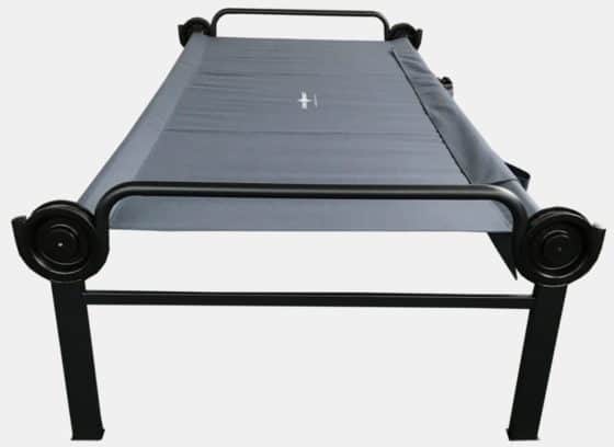 The Disc-O-Bed XLT Single Edition camp bed can also be expanded to create a bunk bed or bench with a second camping bed