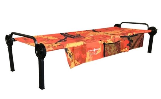 Sol-O-Cot single bed from Disc-O-Bed Camping bed in the limited edition in orange including the side pocket for one person - field bed to set up for easy transport