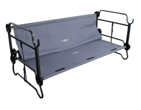 Double camp bed Disc-O-Bed XL with side pockets, anthracite as bench