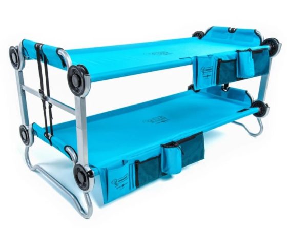 Kid-O-Bunk double bed by Disc-O-Bed Camping bed in blue for children to set up for easy transport