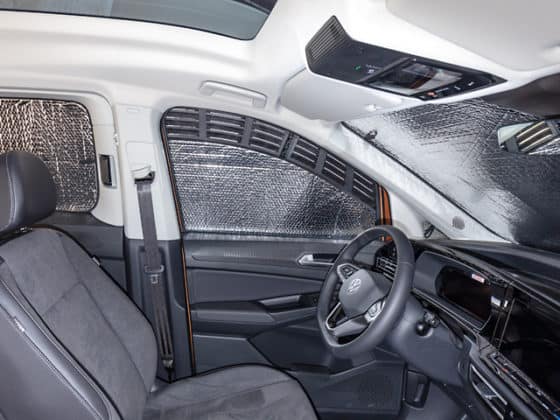 Brandrup ISOLITE Inside Insulation for side windows in the cab of the VW Caddy 5 or Caddy California with ventilation insert