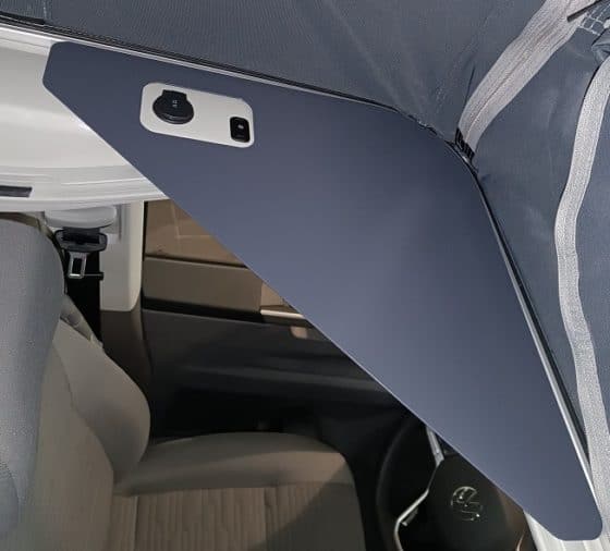 BBM-1129 Storage plate for the pop-up roof in the VW T5 / T6 / T6.1 California Sheet steel shelf with recesses - bedside table for the bed in the pop-up roof