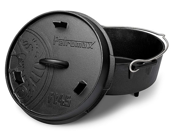 Petromax fire pot FT4.5 - Dutch oven - cast iron with lid - ideal for fireplaces on camping holidays | Wiest online shop for campers