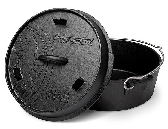 Petromax Dutch oven FT4.5-T - Dutch oven with flat bottom - cast iron with lid - ideal for fireplaces on camping holidays | Wiest online shop for campers