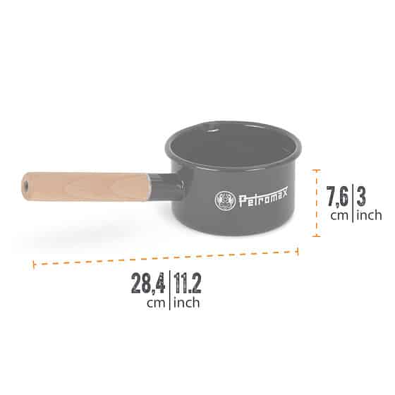 Enamel Pan Black 0.5 L Measurements